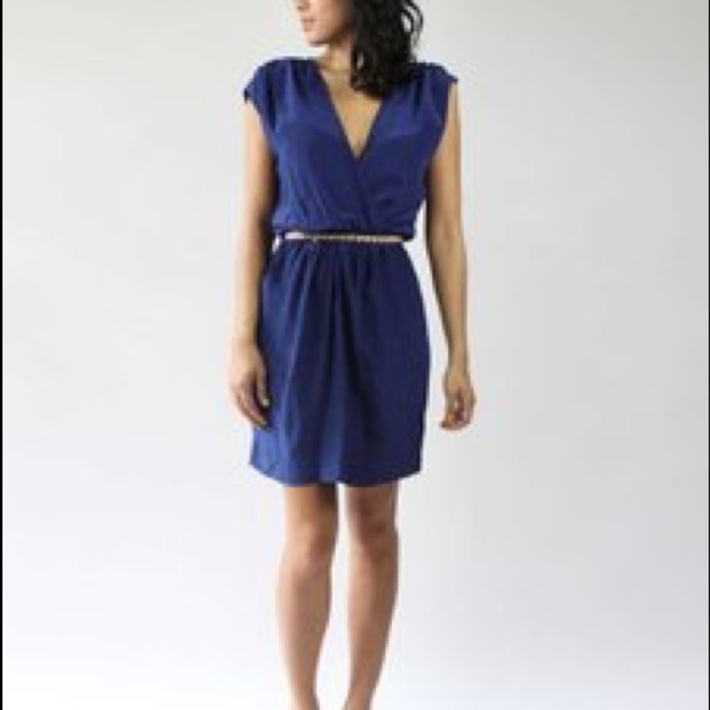 Akiko Dark Blue Silk Mini Dress